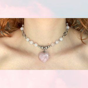Genuine Rose Quartz Heart Choker (Heart Chakra)
